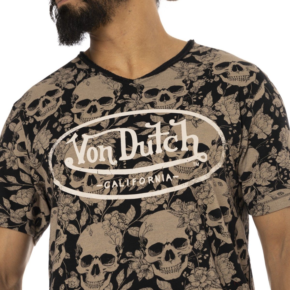 Tee Shirt en coton Ron noir/blanc/beige, VON DUTCH