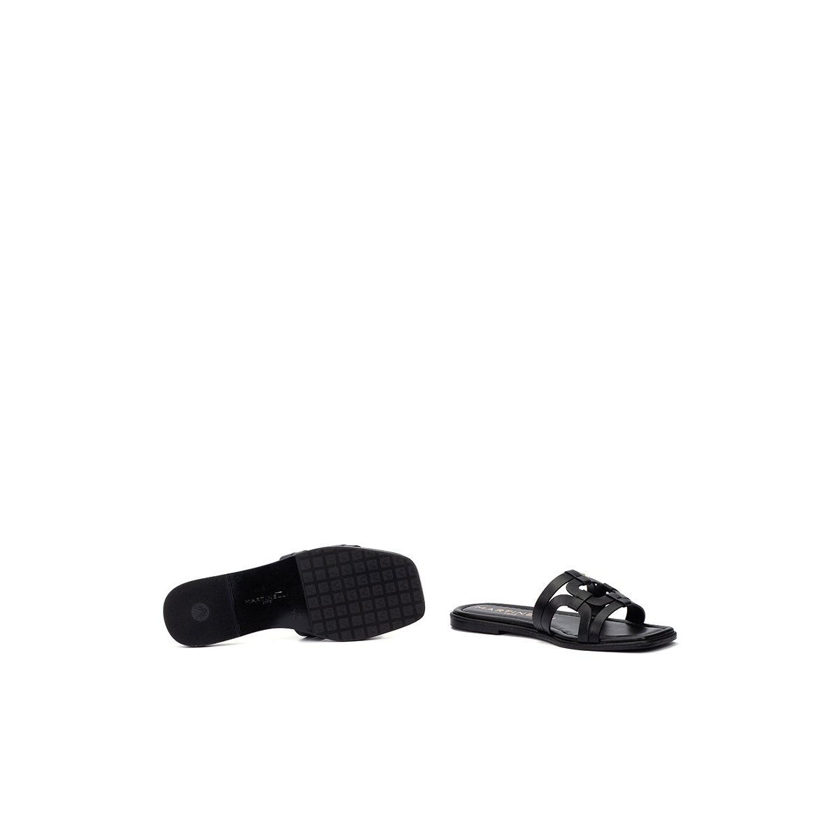 Sandales plates cuir Belisario black, MARTINELLI