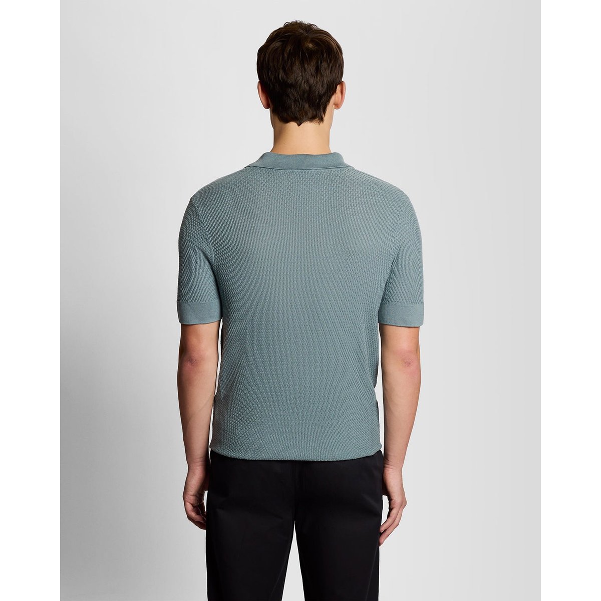 Polo col ouvert fin en maille bleu fer, LYLE & SCOTT
