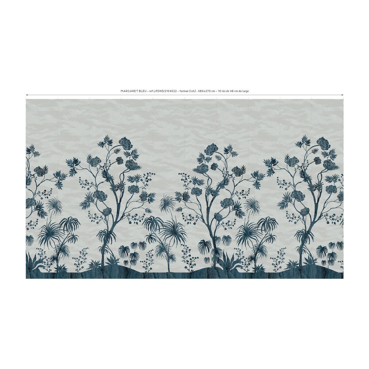 Papier peint panoramique Margaret Bleu - Lé Papiers de Ninon bleu, LE PAPIERS DE NINON