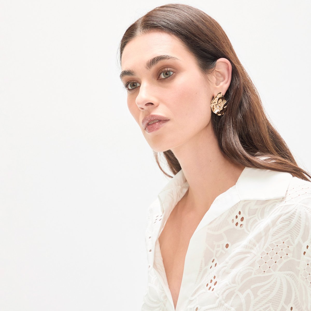 Blouse en broderie anglaise à manches courtes blanc, LOLA CASADEMUNT