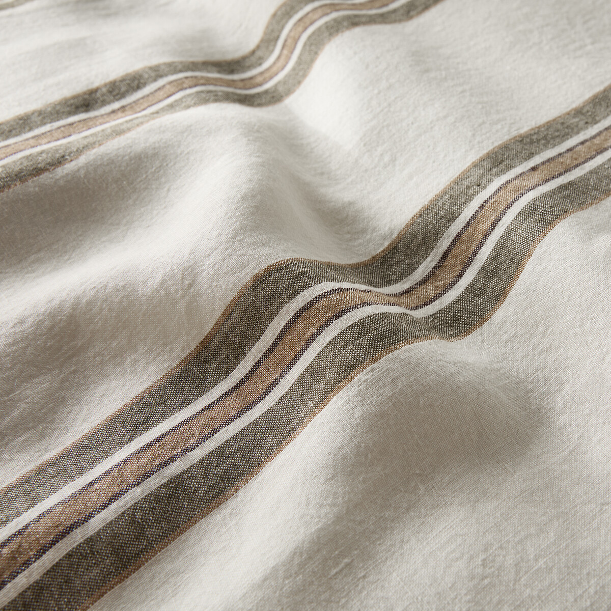 Aelle Washed Linen Pillowcase stripes/ecru background, LA REDOUTE INTERIEURS