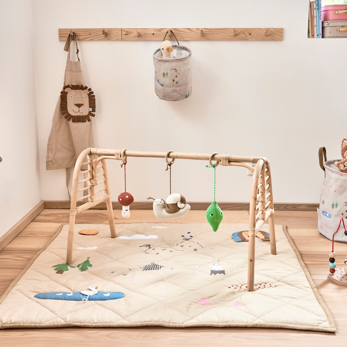 Ensemble de 2 paniers de rangement moyens MINI beige, OYOY LIVING DESIGN