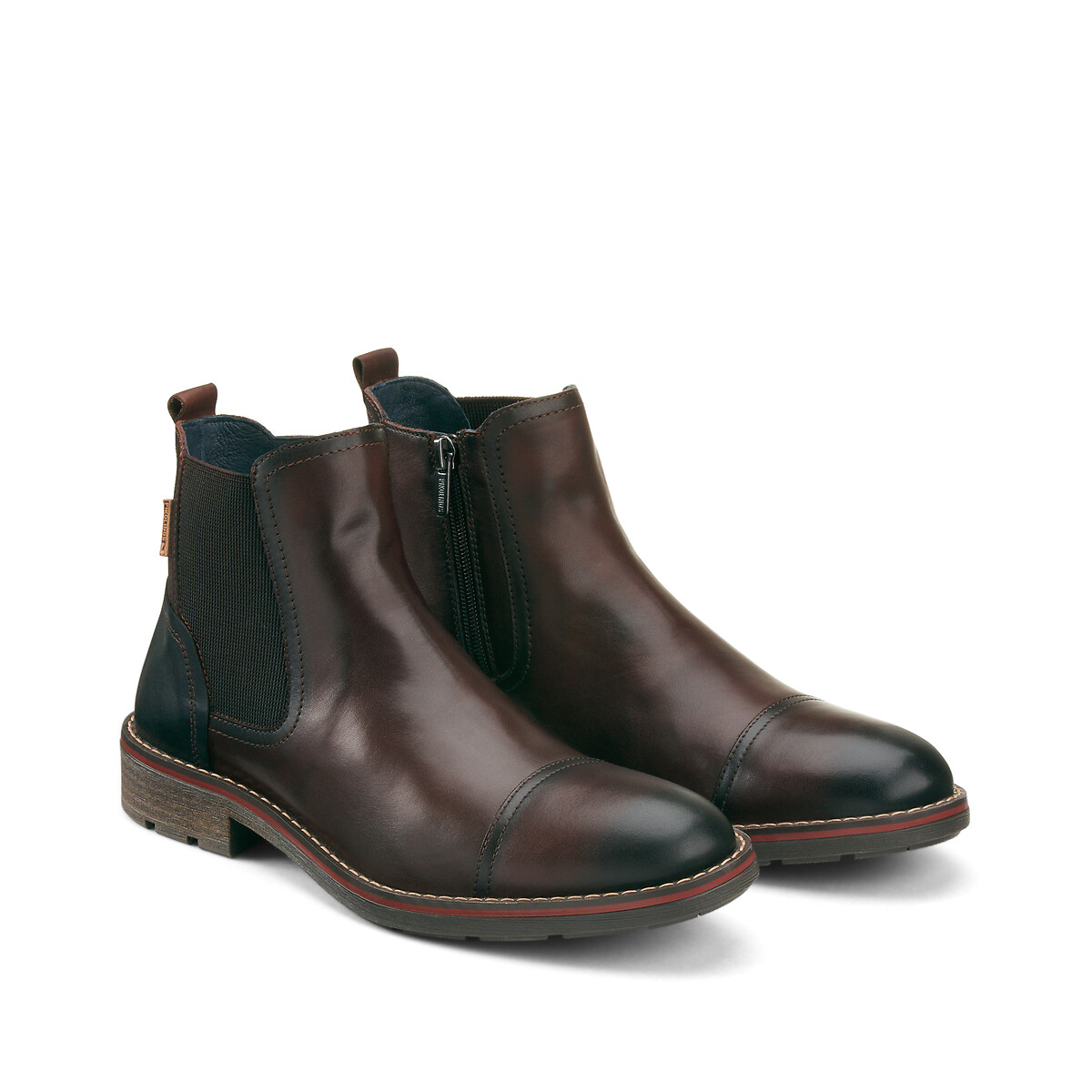 Boots chelsea en cuir York, zip marron foncé, PIKOLINOS