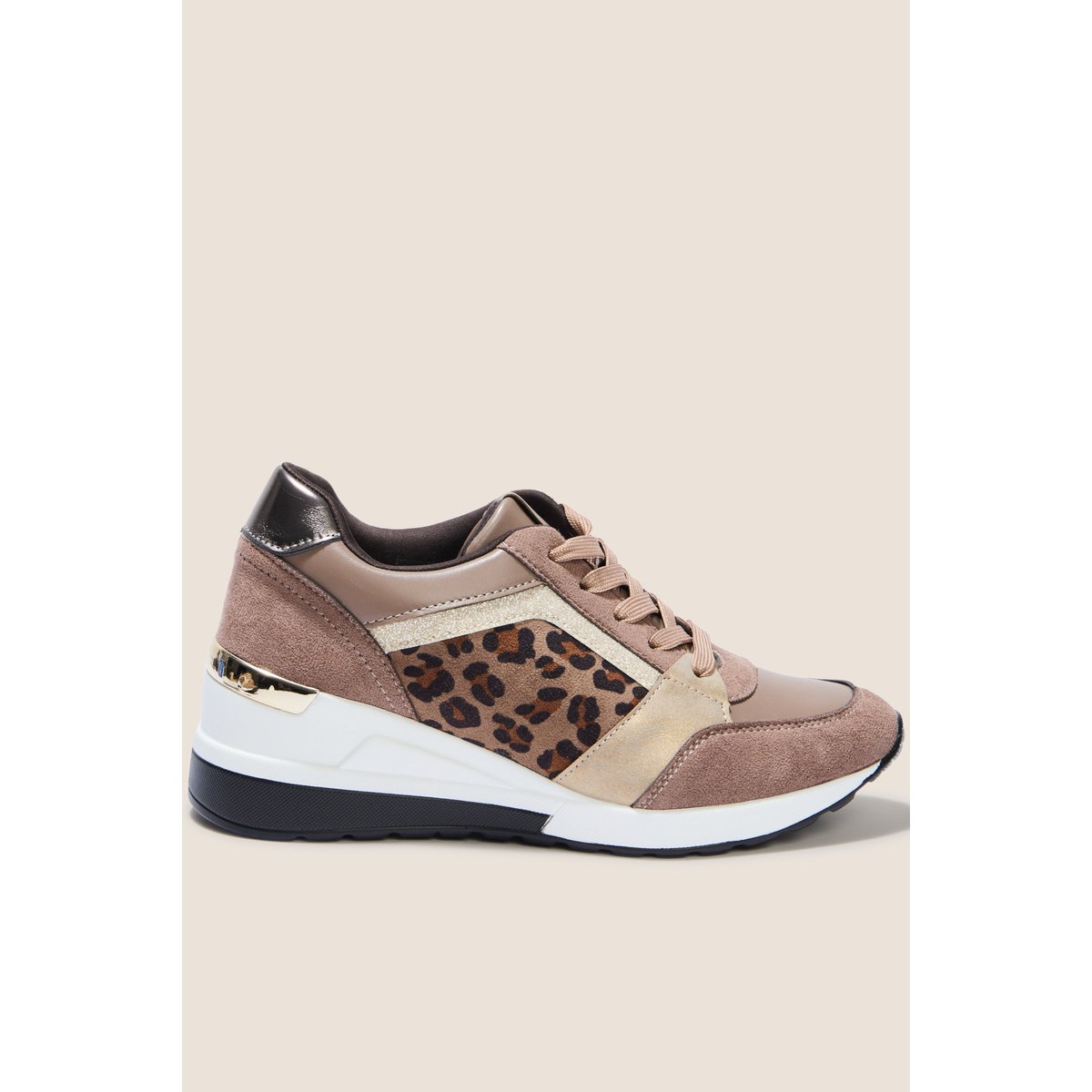 Baskets compensées aspect daim marron foncé, BREAL