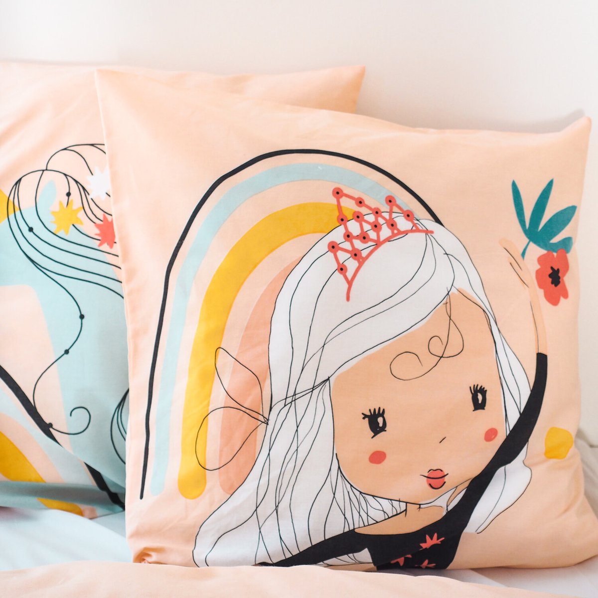 Parure de lit enfant licorne en polycoton, Lola blanc, C DESIGN HOME TEXTILE
