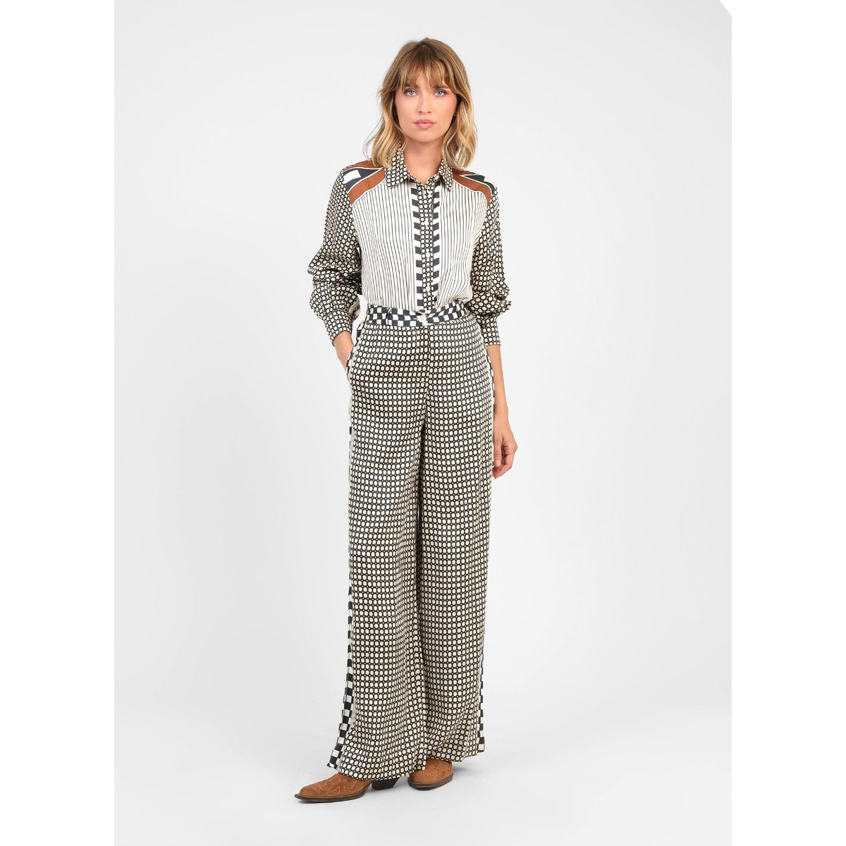 Pantalon ROMYLANE graphilo ecru, AN'GE