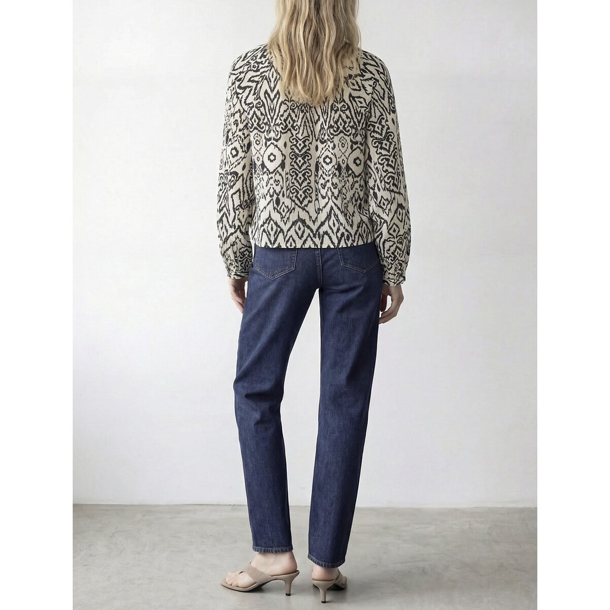 Blouse imprimée manches longues imprimé noir/blanc, VILA