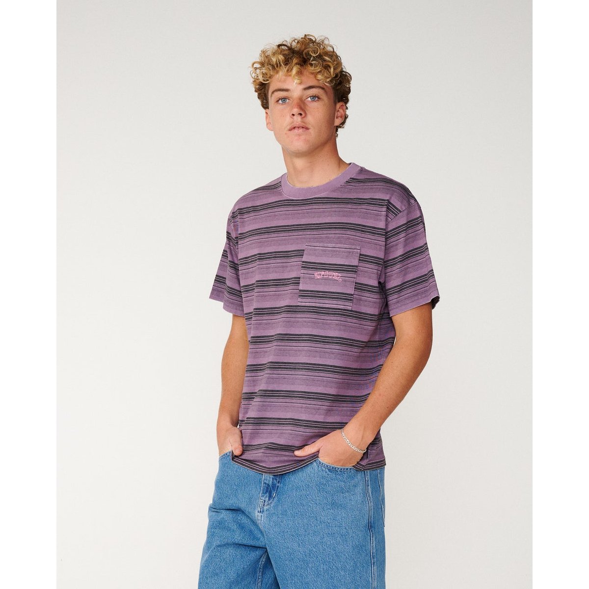 T-shirt Loose Disorder STRIPE dusty purple, RIP CURL