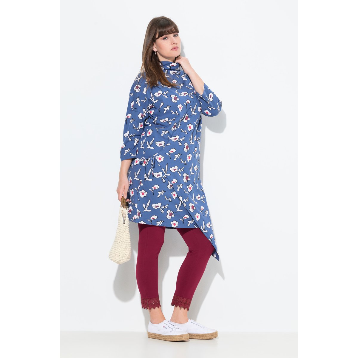 Robe cache-cœur en jersey de coton bio bleu voile clair, ULLA POPKEN