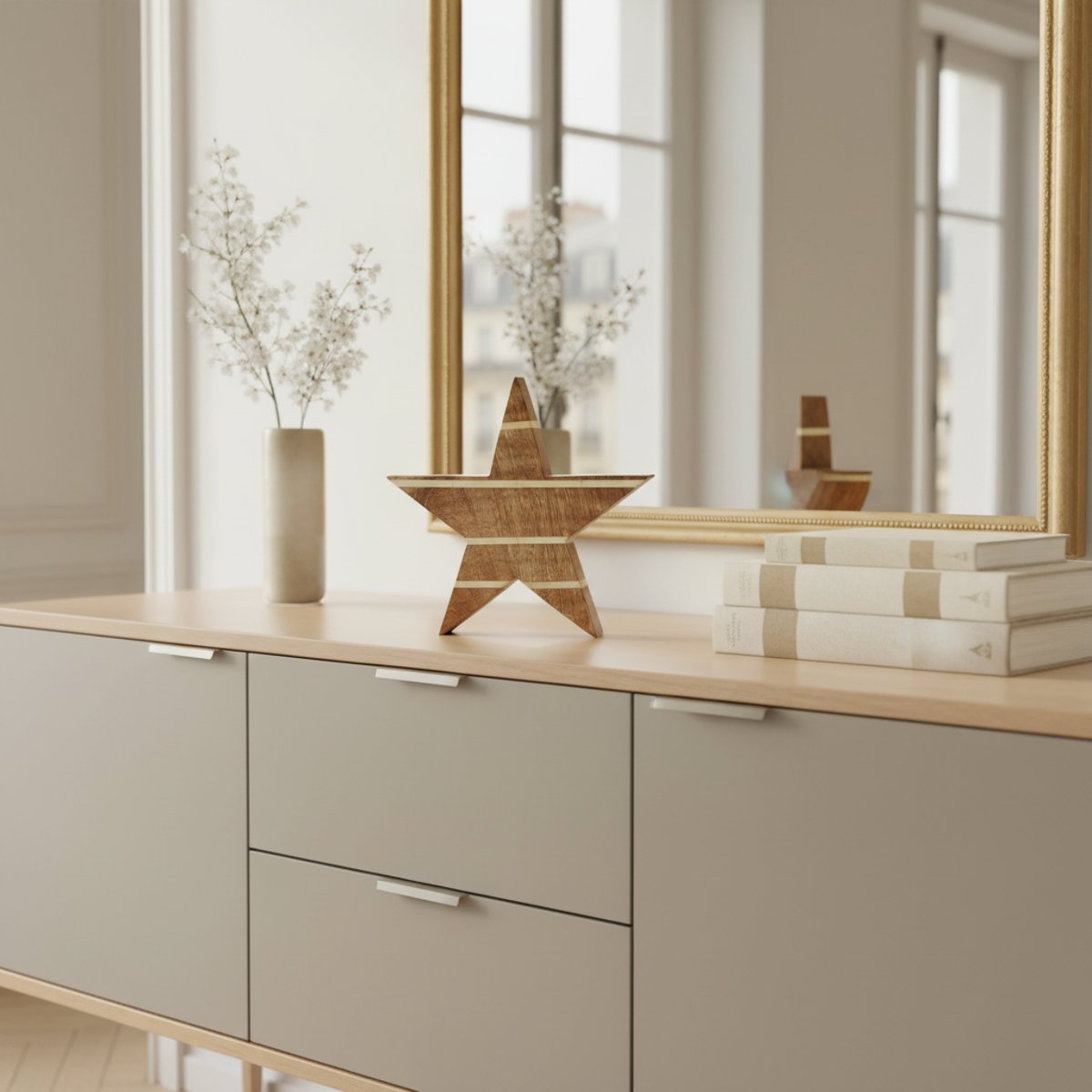 Étoile décorative en bois de mangue H29 marron, SIA DECO