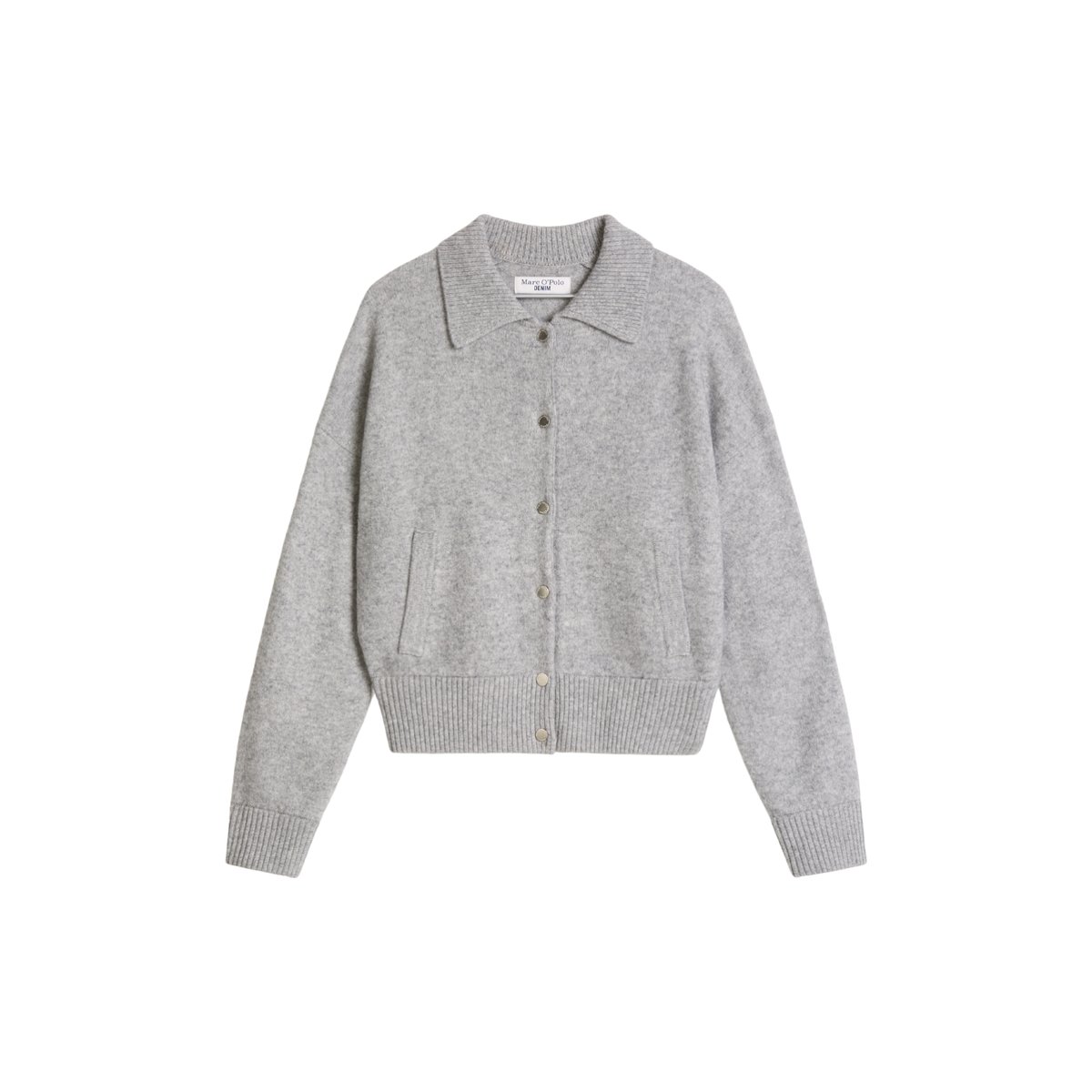 Cardigan style blouson, coupe classique en laine vierge douce gris, MARC O’POLO DENIM