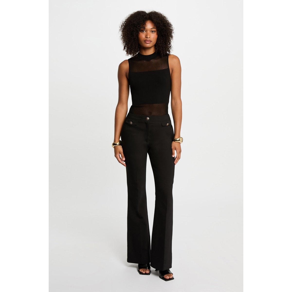Top maille sans manches noir, MORGAN