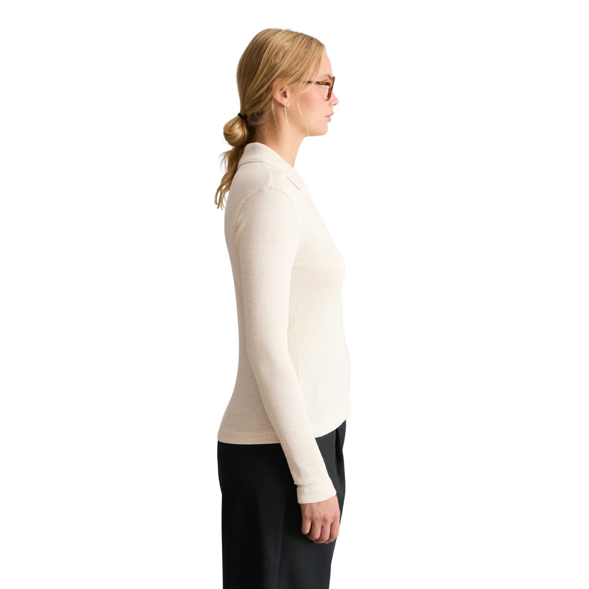 Chemisier slim en jersey en jersey côtelé doux blanc, MARC O’POLO DENIM