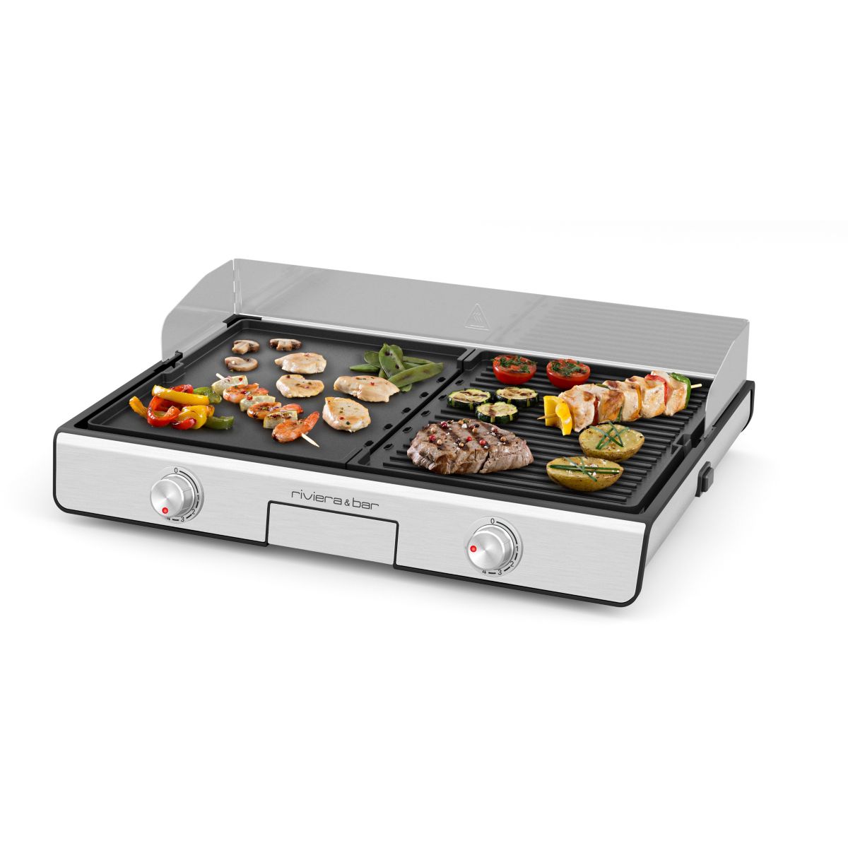 Plancha électrique QPL530 réversible à poser, 45.5x28.5 cm inox, RIVIERA & BAR