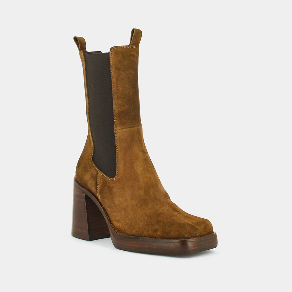 Bottines à talons Bossa, croute de cuir cognac, JONAK