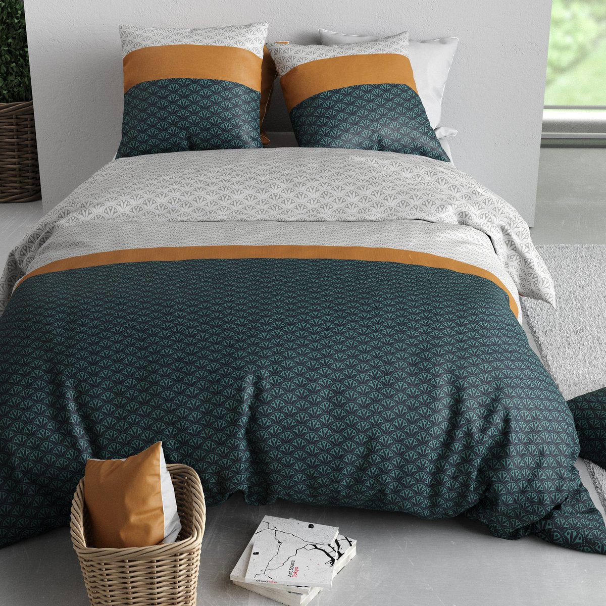 Parure de lit - Housse de couette + taie 100% Coton 57 fils multicolore, EDEN