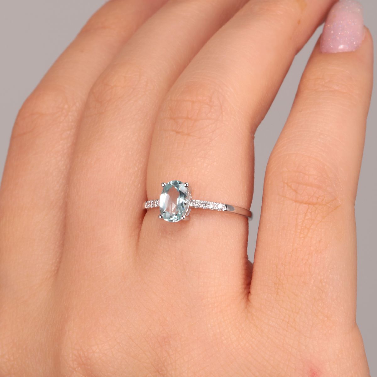 Bague en or blanc 750 ACQUAMARINA argent, BLUESPIRIT