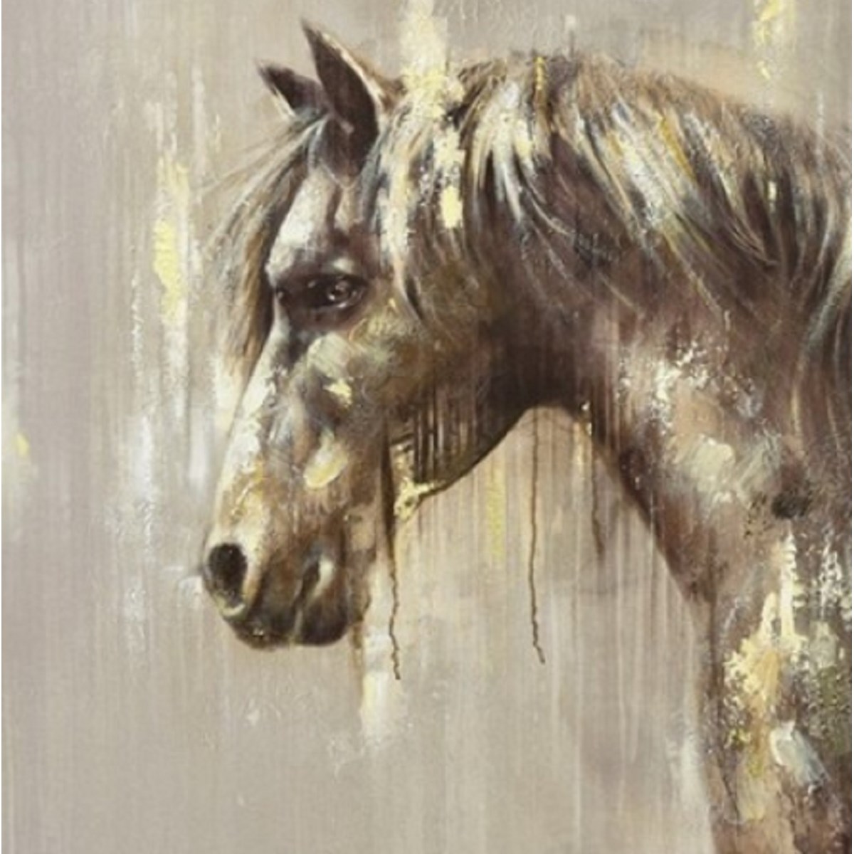 Impression Sur Toile Cadre Argent Cheval marron, NOVATREND