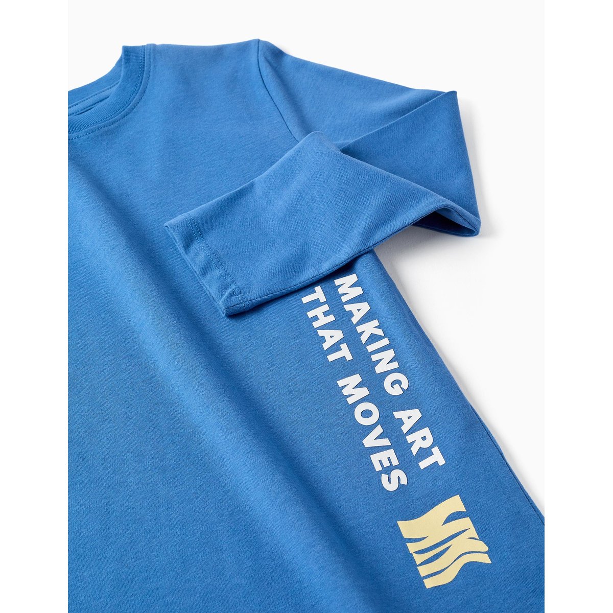 T-shirt en coton à manches longues avec imprimé Making Art bleu, ZIPPY