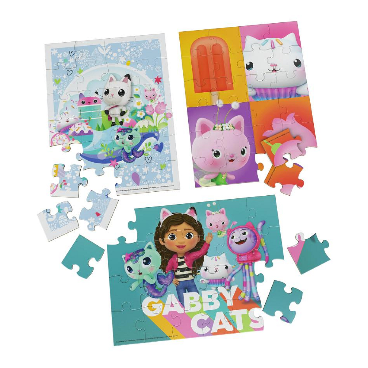 Boite 3 puzzles bois fsc gabby et la maison magique couleur unique, SPINMASTER