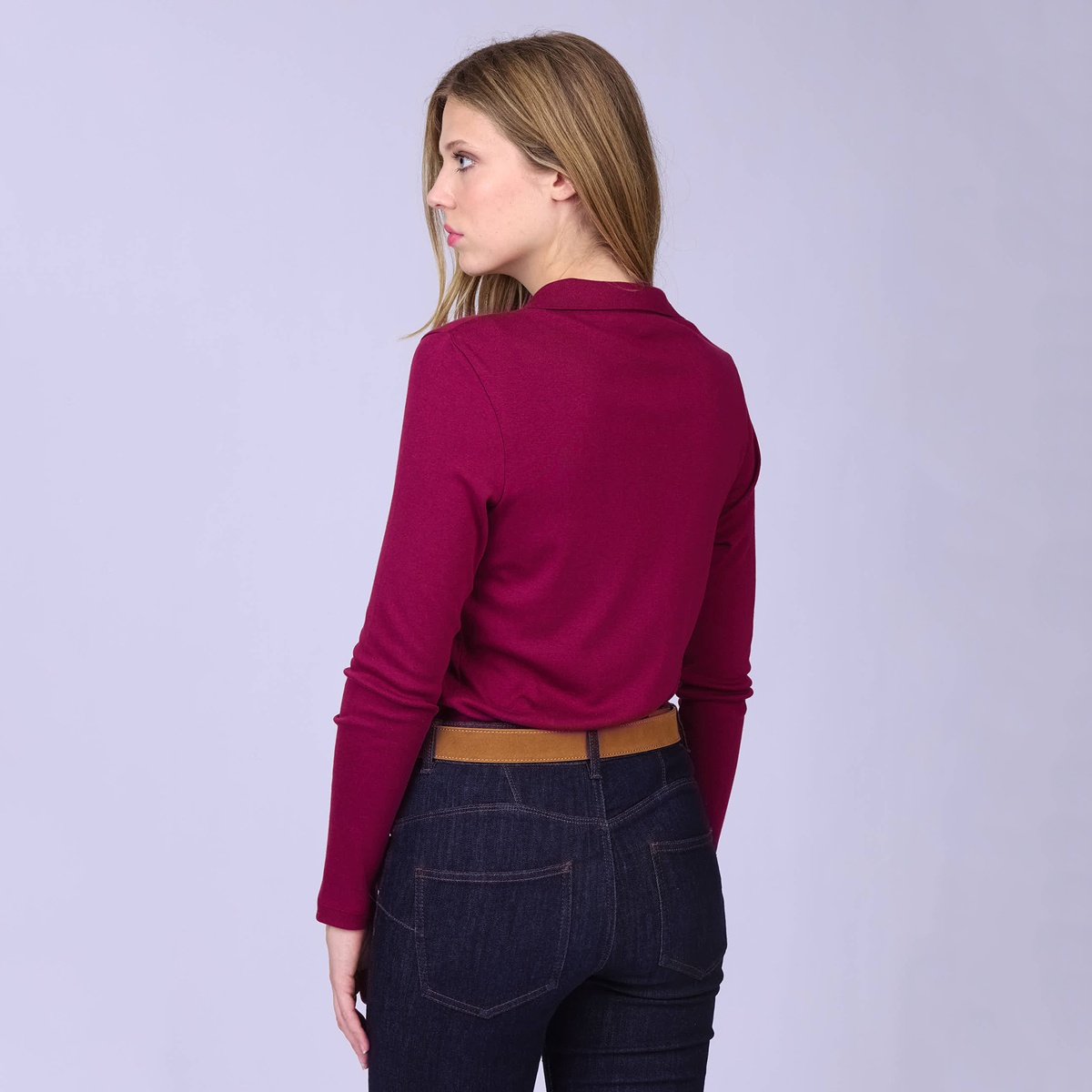 Polo manches longues bordeaux, MISE AU GREEN