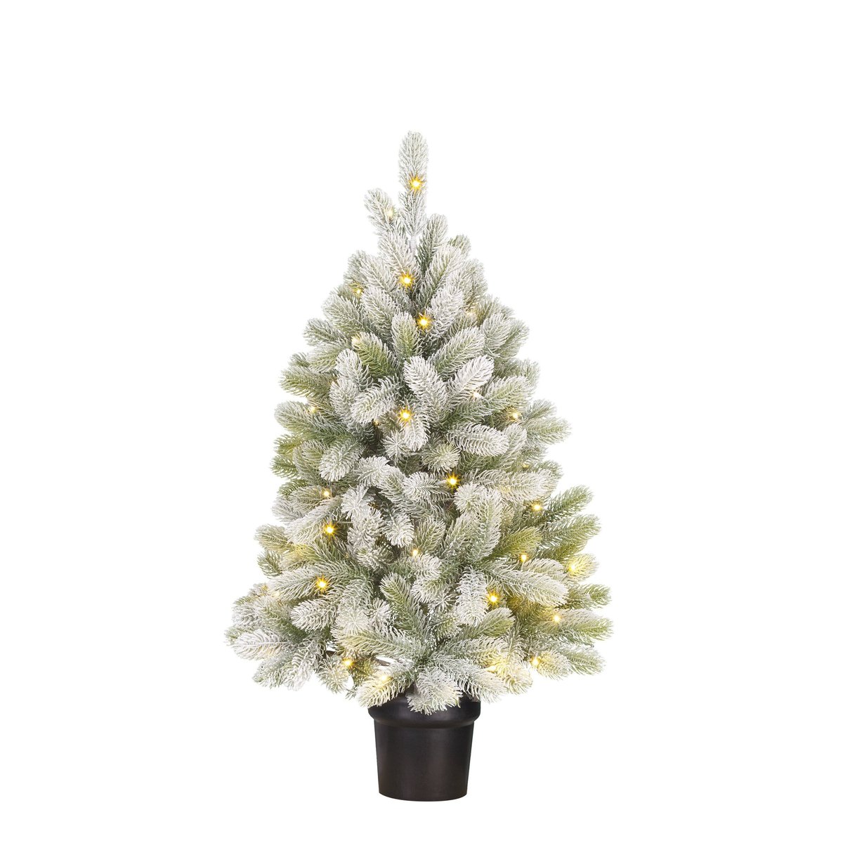 Sapin de Noël artificiel enneigé avec LED H90 cm NAGOYA vert, BLACK BOX TREES