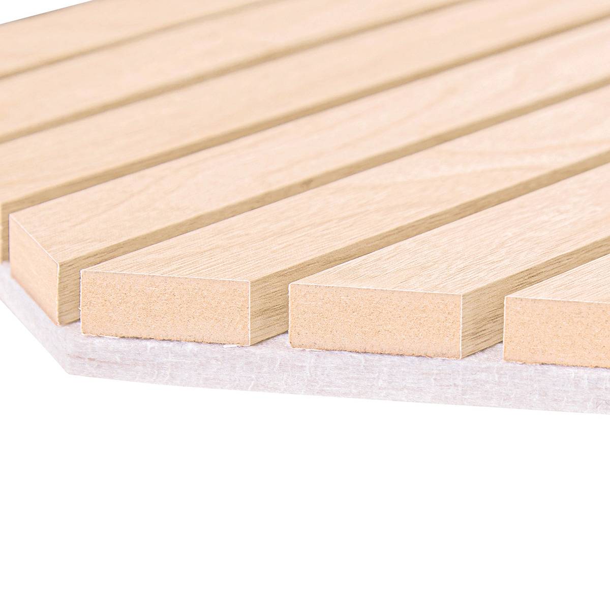 Lot de 3 panneaux décoratifs hexagonaux acoustiques effet bois COLVA beige, ATMOSPHERA