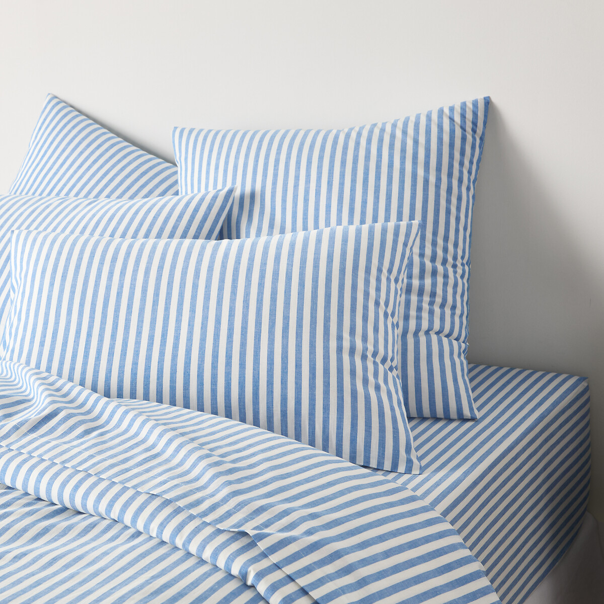 Kussensloop in katoen, Soizic blauw gestreept blauw, LA REDOUTE INTERIEURS