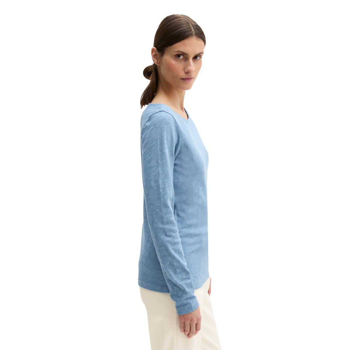 T-shirt long U-Boot DfC regular en qualité Organic Cotton bleu moyen, MARC O'POLO