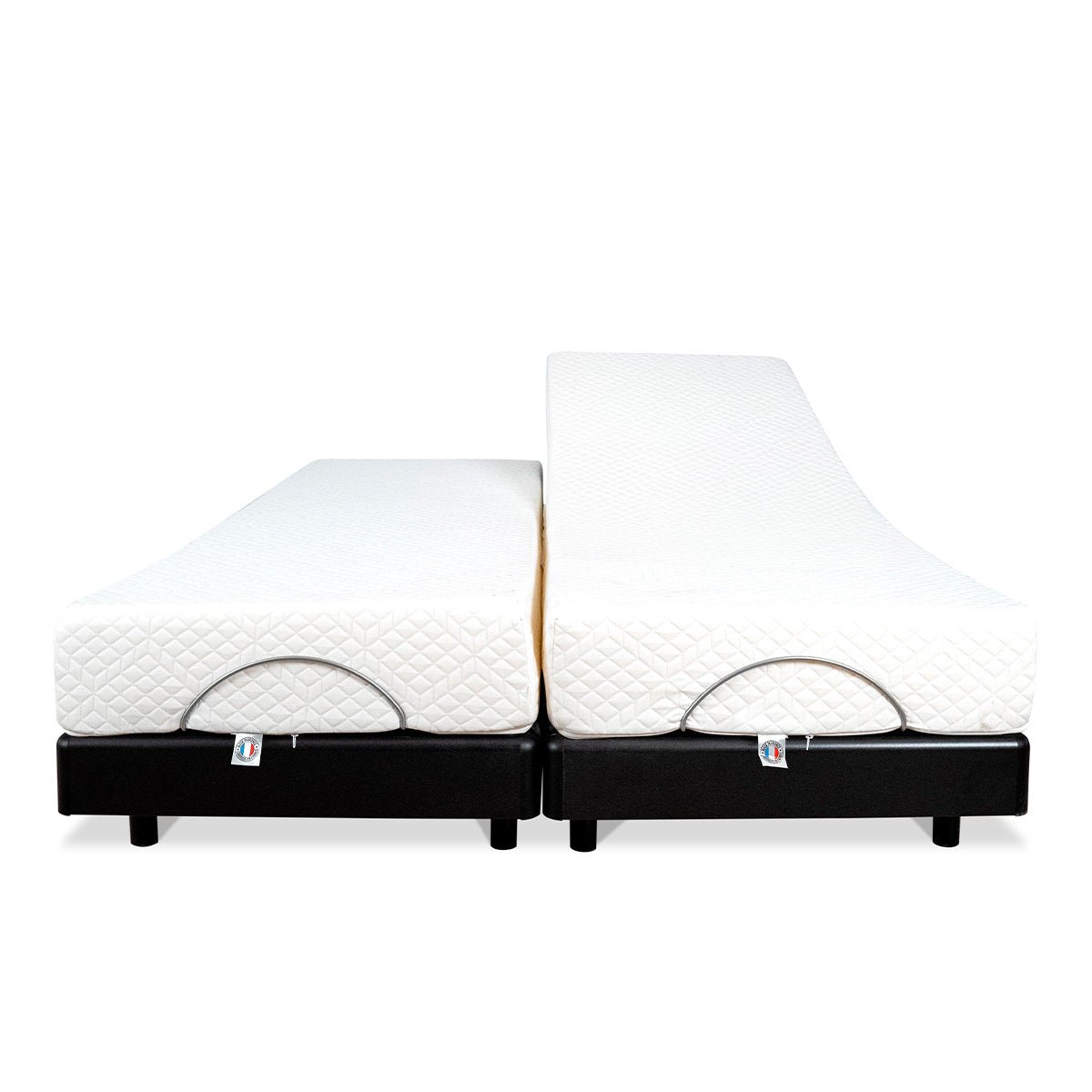 Ensemble Duo Matelas Mousse Accueil Mémoire de forme + Sommiers électriques SuperFlex 2x70x190 cm noir, BELLECOUR