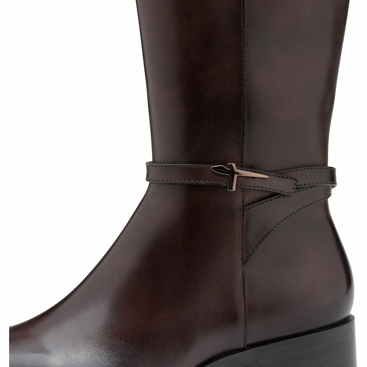Bottes plates en cuir marron foncé, TAMARIS