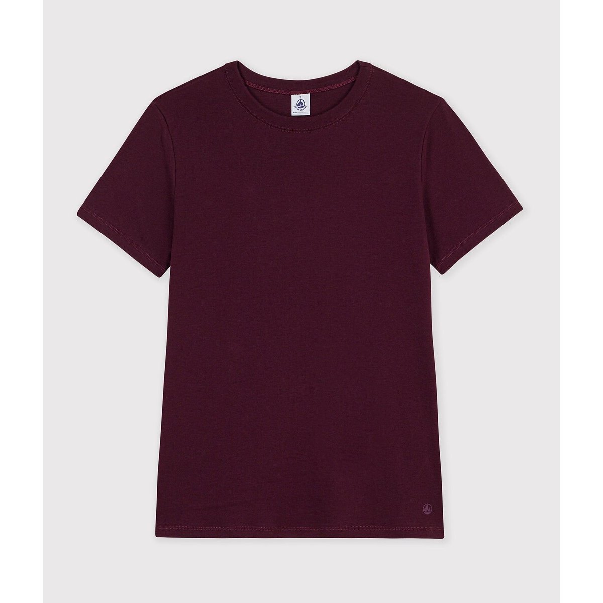 T-shirt col rond, manches courtes marron, PETIT BATEAU