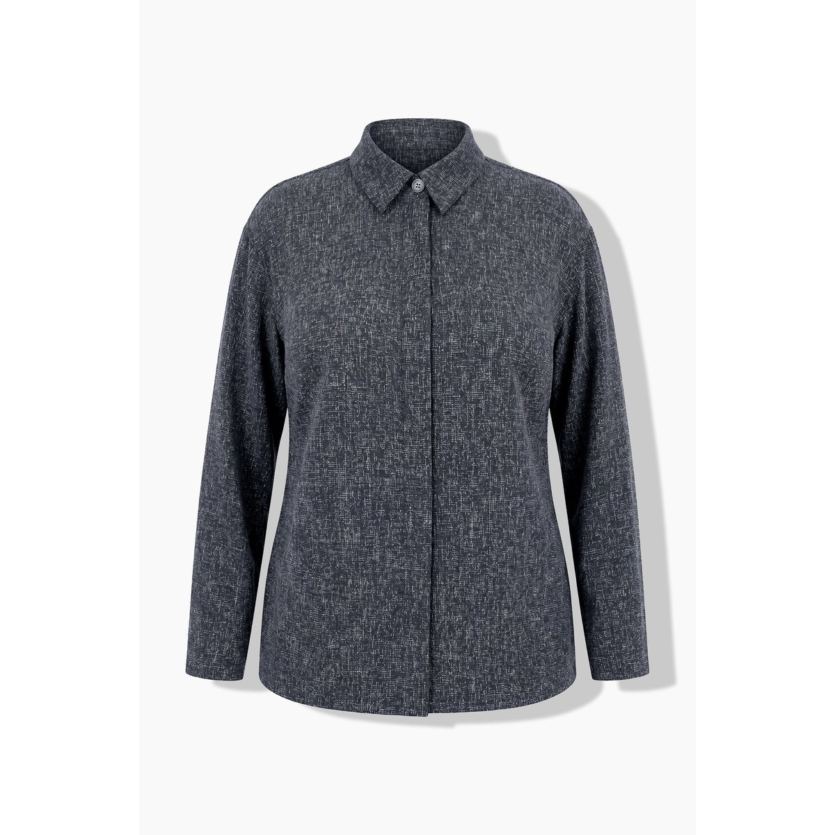 Veste chinée, col chemise et manches longues olive foncé, ULLA POPKEN
