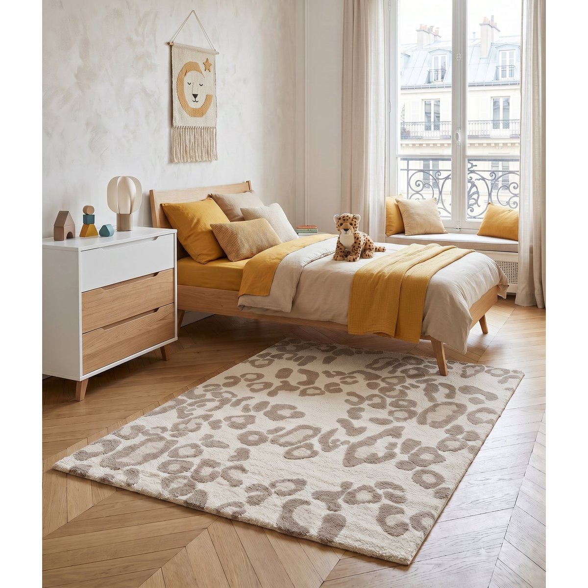 Tapis aux motifs léopard épais et confortable WILDERNESS beige sable, AFK LIVING