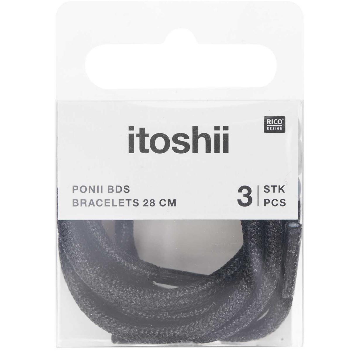 Itoshii pack 3 cordons 28cm noir couleur unique, RICO DESIGN