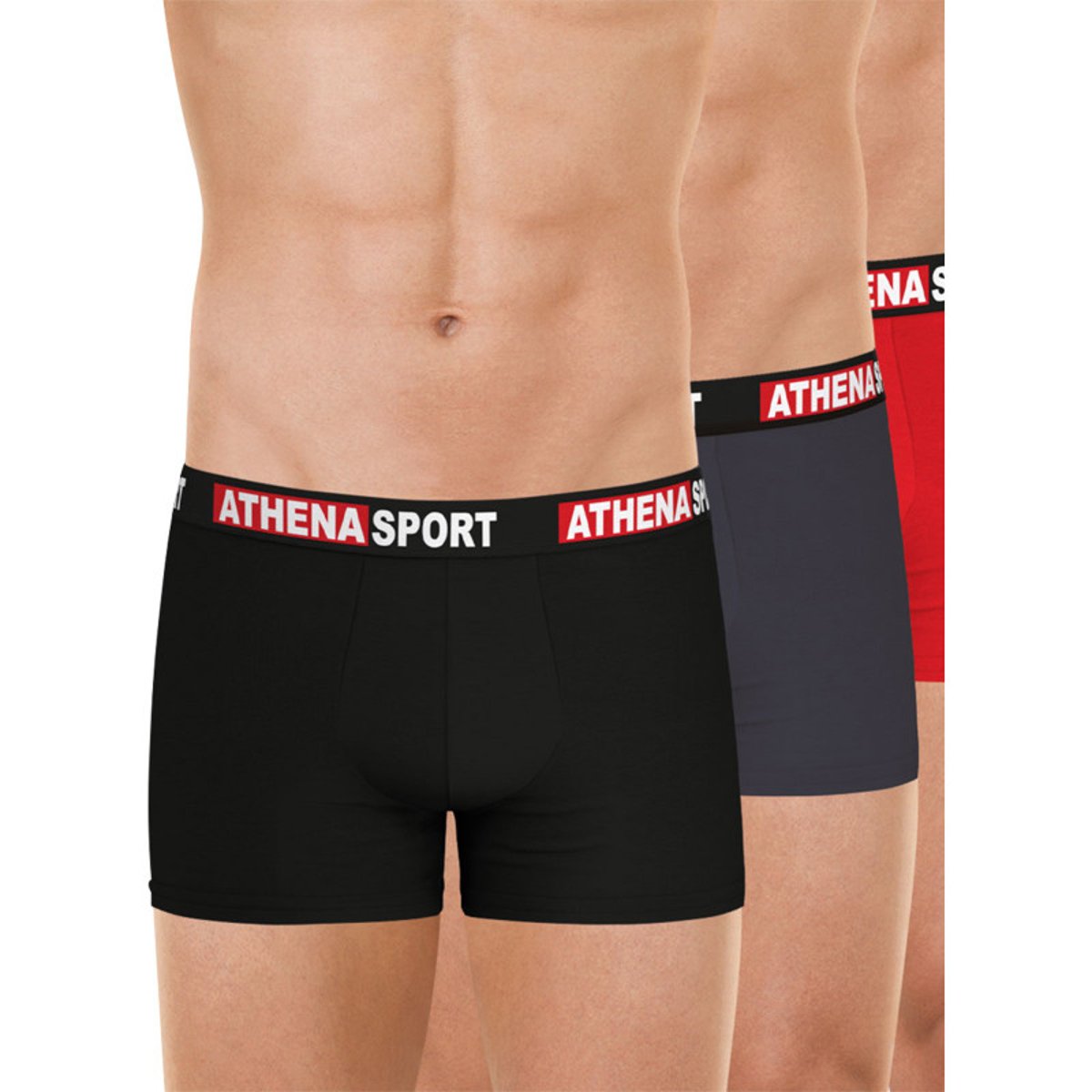 Boxers, lot de 3, DAILY SPORT COTON noir-gris-rouge, ATHENA
