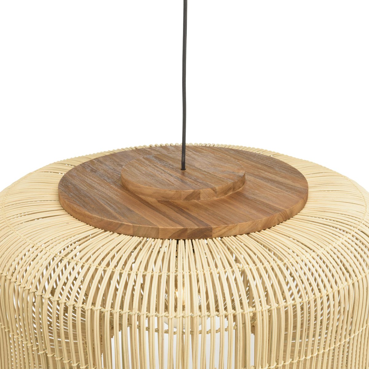 Suspension en rotin ronde 76cm FOLELLI ecru, PIER IMPORT