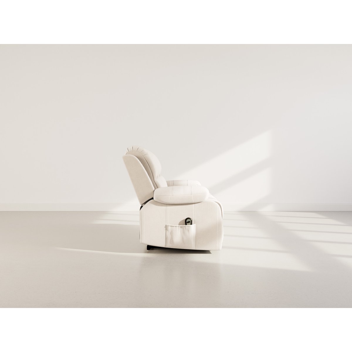 Canapé relax électrique velours côtelé 2pl, ARMAND beige, BEST MOBILIER