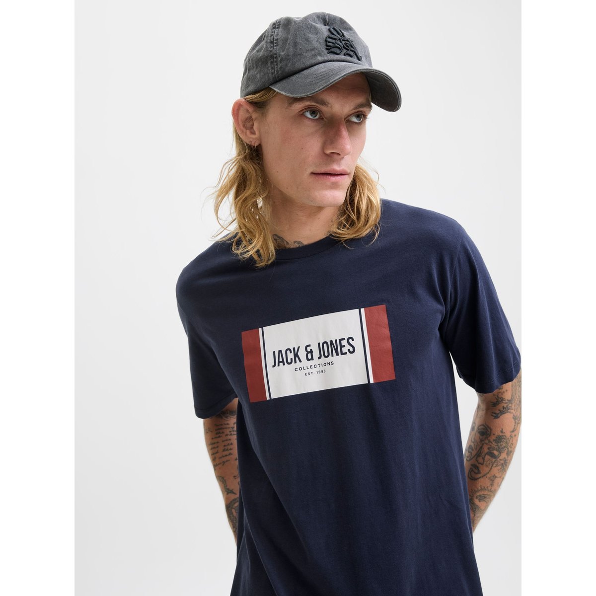 T-shirt manches courtes Hayato navy blazer, JACK & JONES