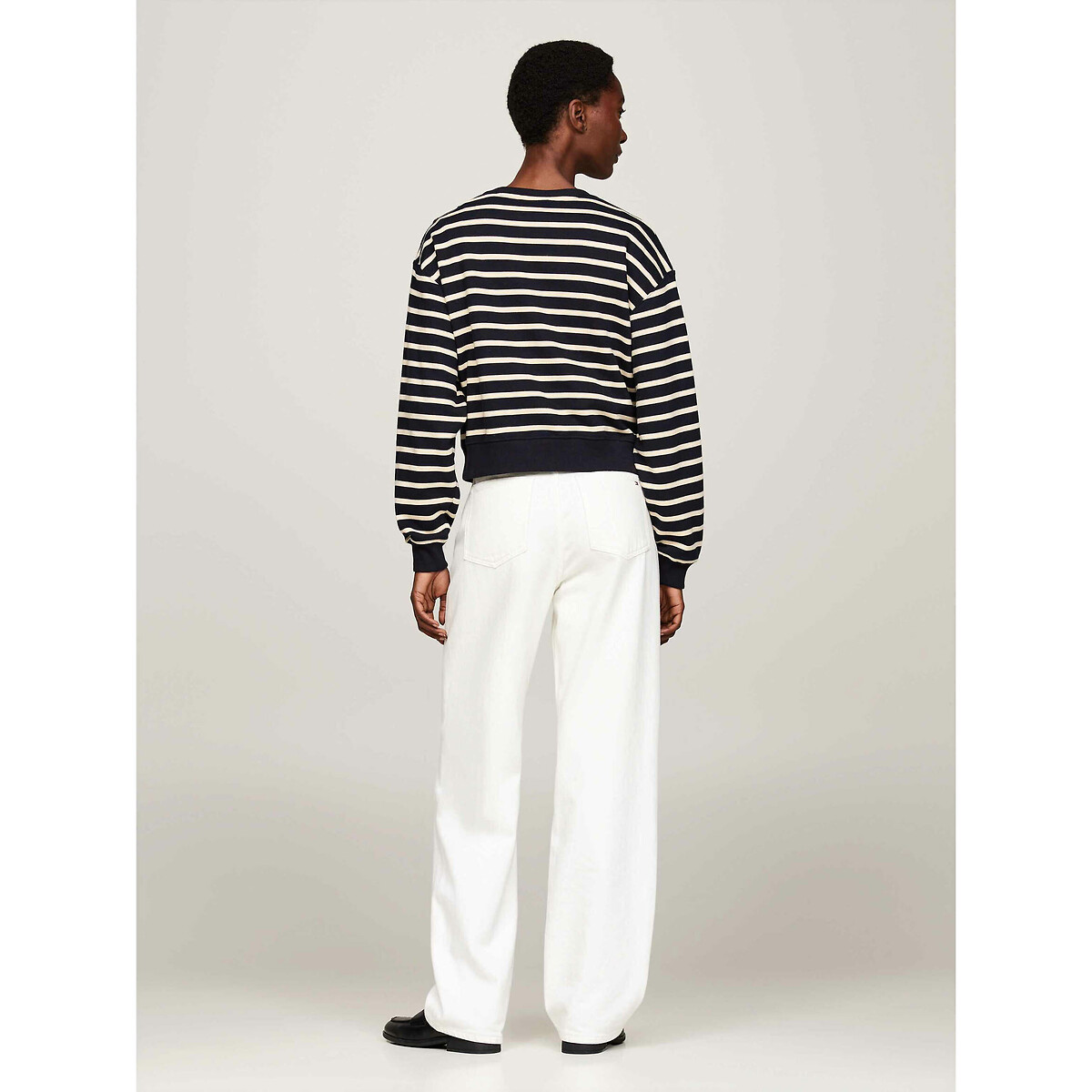 Sweat rayé manches longues col rond rayé bleu blanc, TOMMY HILFIGER