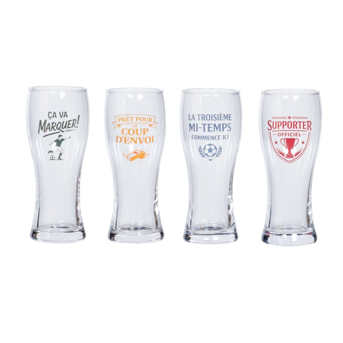 Coffret de 4 verres à bière Foot 50 cl transparent / cristal, TREND'UP