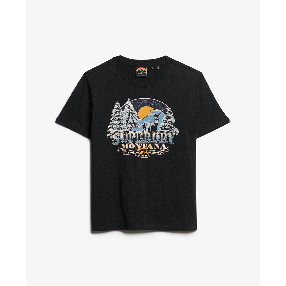 T-shirt décontracté Travel Souvenir noir phantom chiné, SUPERDRY