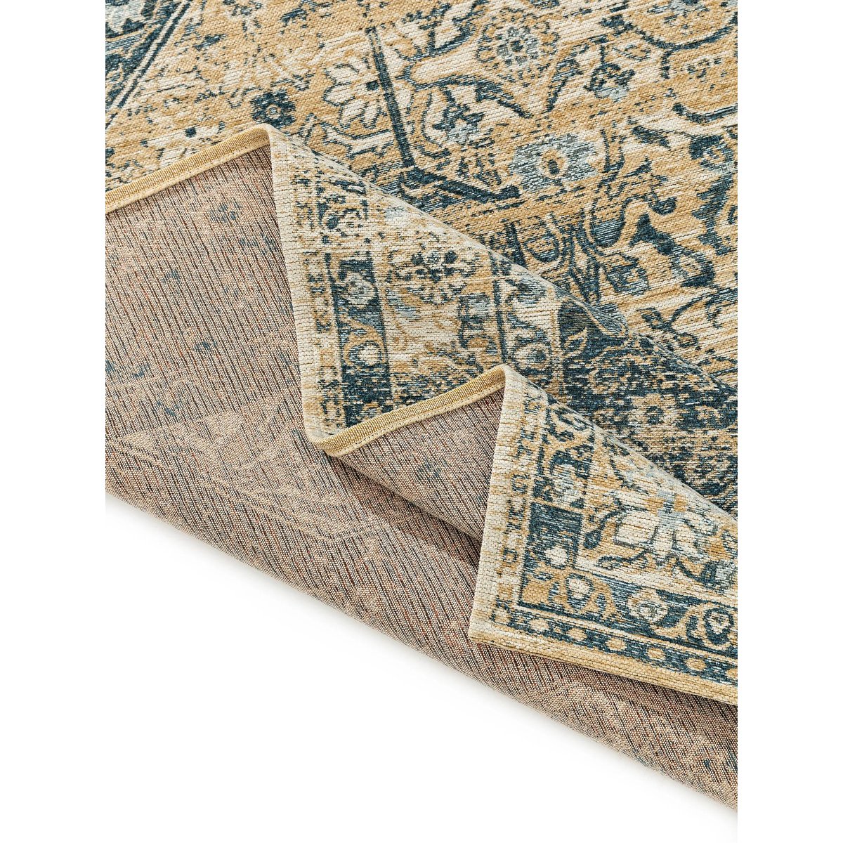 Tapis tissé plat FRENCIE bleu, BENUTA 