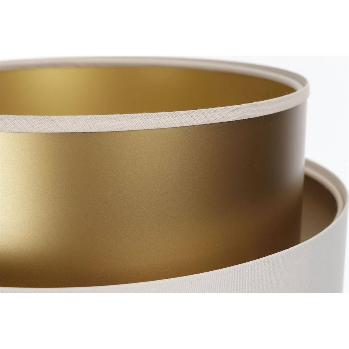 Lampe à poser ronde en tissu, DUO ELLEGANT crème satin avec intérieur cuivre, BPS KONCEPT