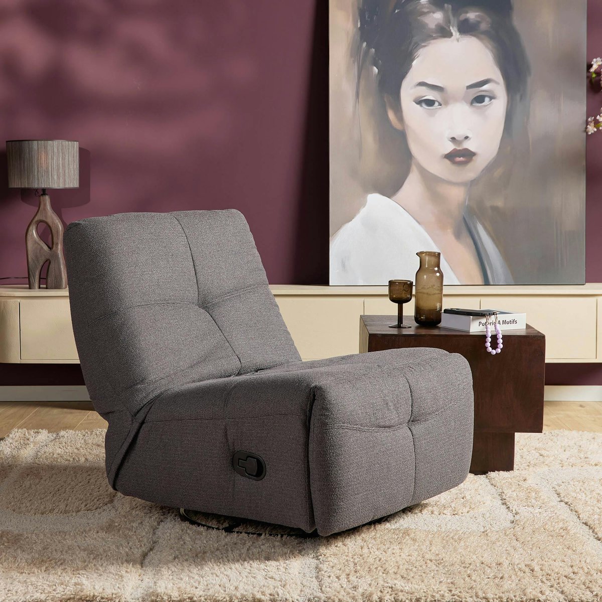 Fauteuil relax inclinable BELORA gris foncé, PIER IMPORT