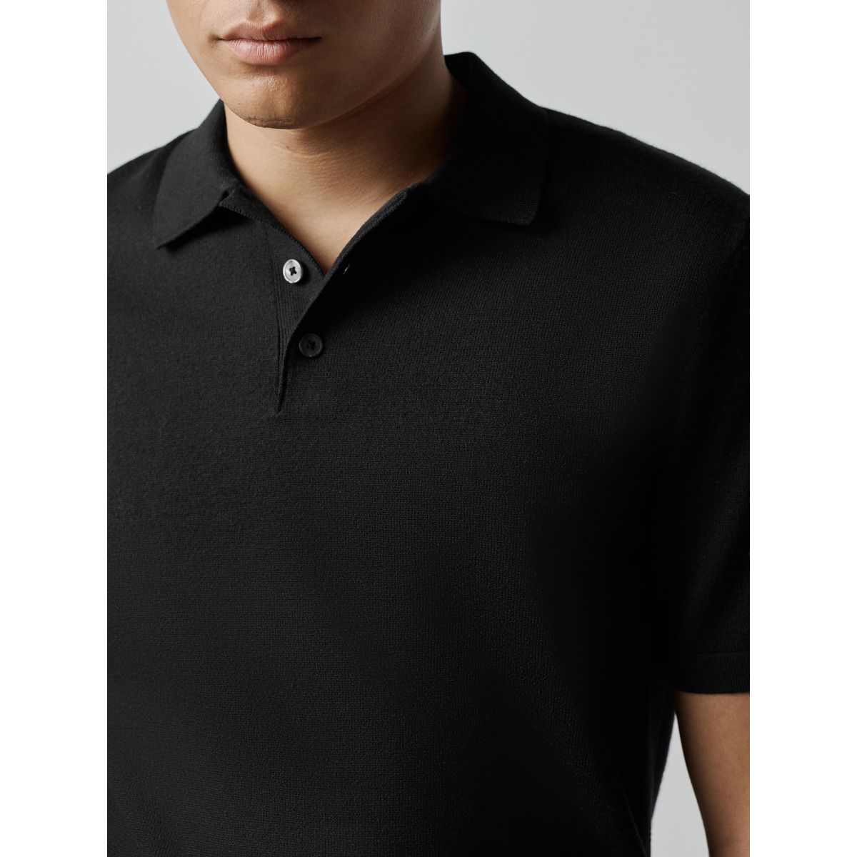 Polo en maille à manches courtes essential noir, NEXT