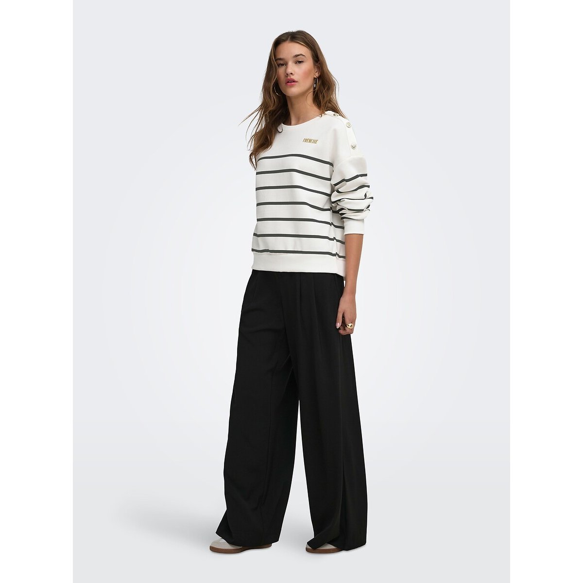Breton Striped Jumper with Shoulder Buttons navy striped, ONLY