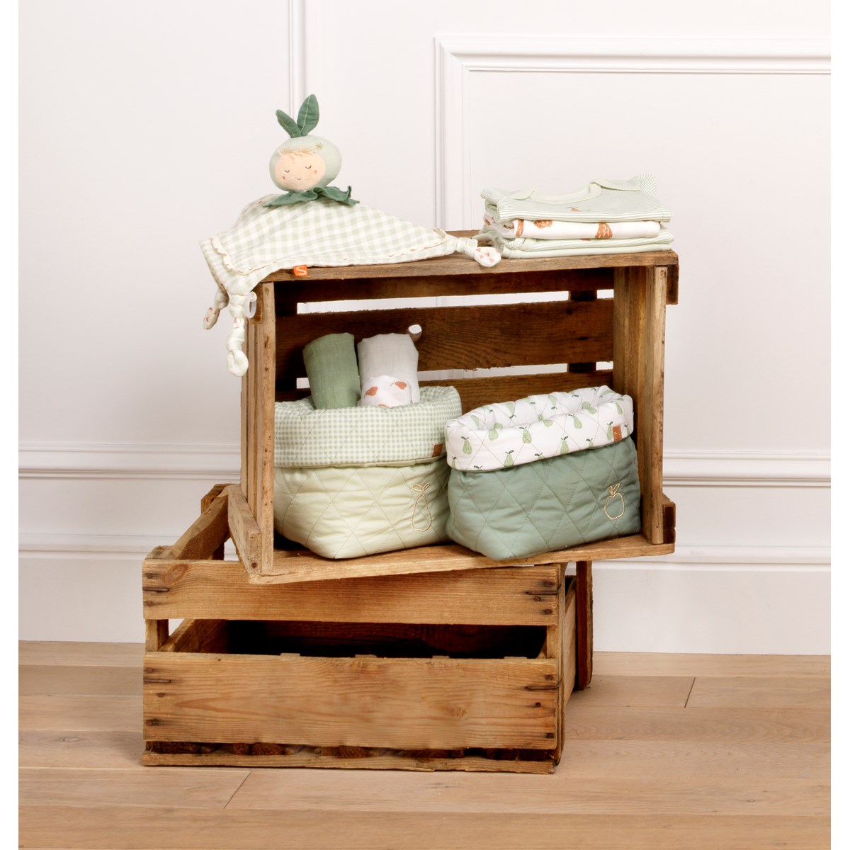 Doudou plat jardinier BOTANICA ecru, vert, terracotta, SAUTHON