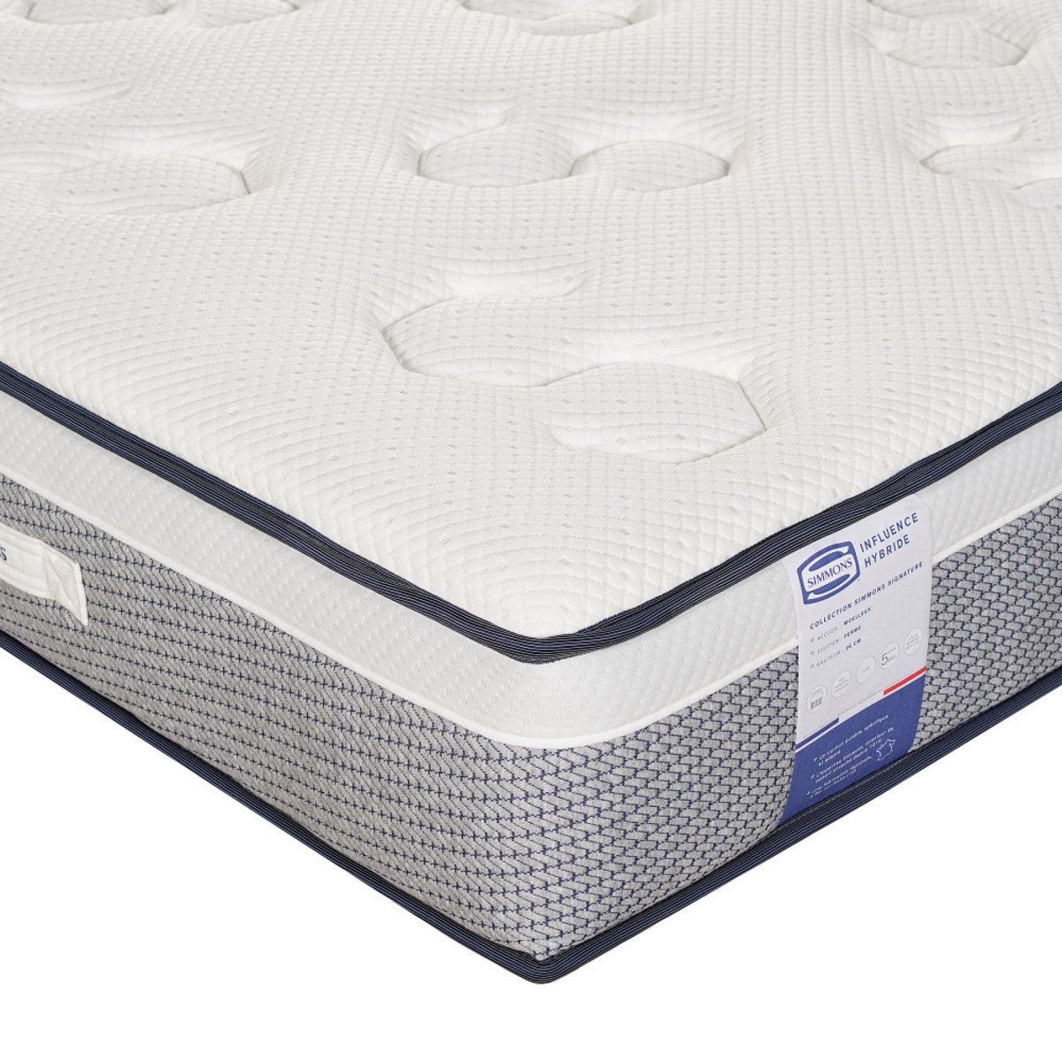 Matelas 100% ressorts et latex, accueil enveloppant- INFLUENCE-HYBRIDE couleur unique, SIMMONS